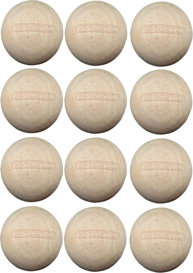 TronX Wood Stickhandling Training Hockey Balls 12-Pack | 2-Inch Diameter | Training Equipment for Floor Dribbling Skills, Dekes & Ball Handling Drills | Swedish Balls - Image 1